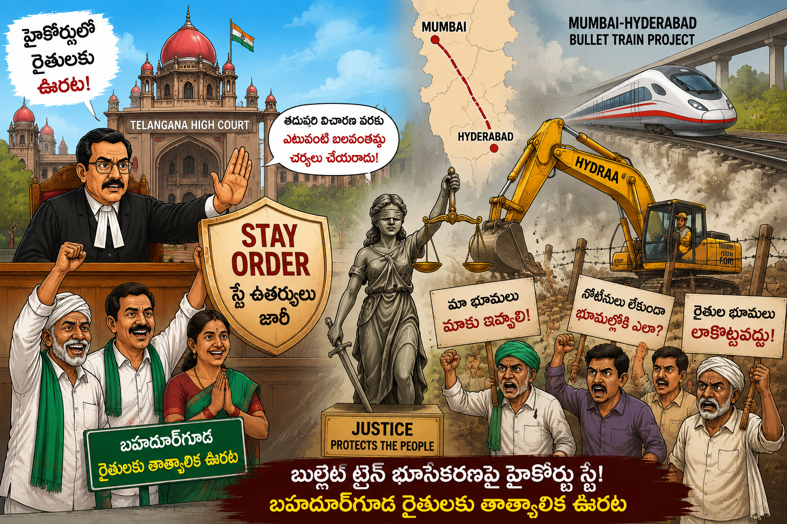 బహదూర్‌గూడ బుల్లెట్ ట్రైన్ భూసేకరణకు హైకోర్టు ఊరట.. రైతులకు మధ్యంతర రక్షణ!